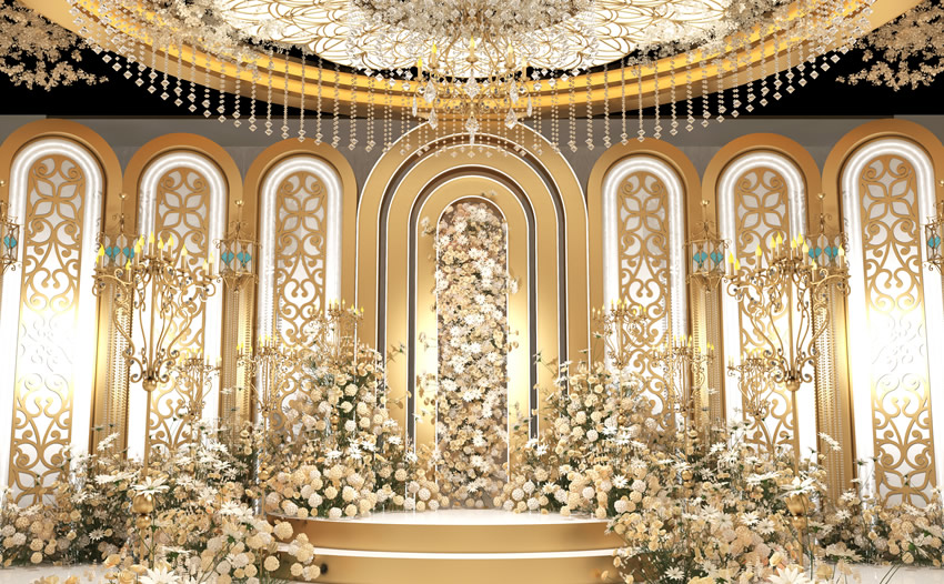临安香槟色调婚礼堂效果展示